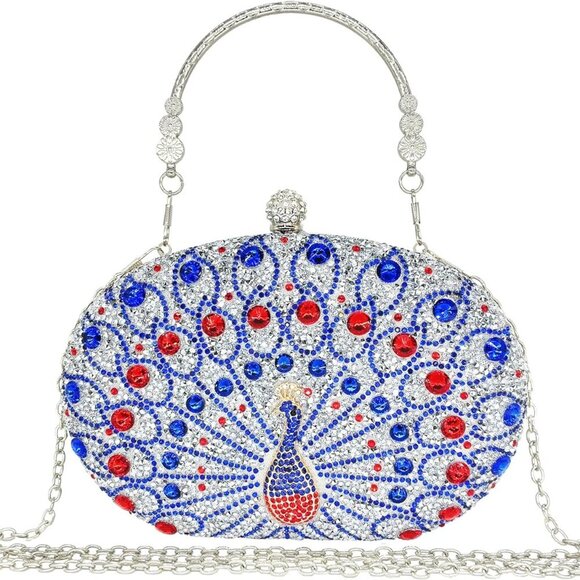 Rhinestone Clutch Purses for Women Evening Wedding Formal - Round Pearl Clasp Ha - Picture 1 of 7